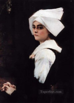 Retrato de niña bretona Pascal Dagnan Bouveret Pinturas al óleo